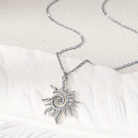 Vintage Whirlpool Sun Necklace -Gold